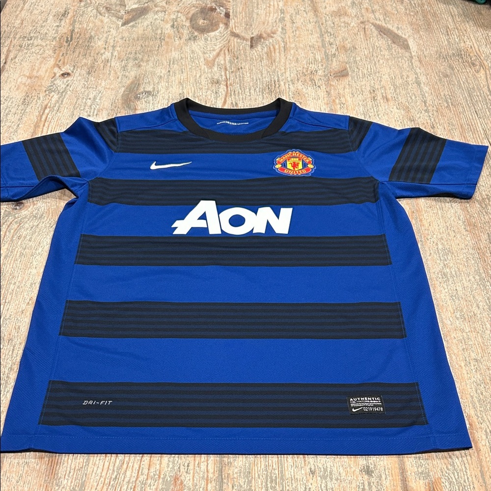 Nike Kids Blue and Black Striped Jersey